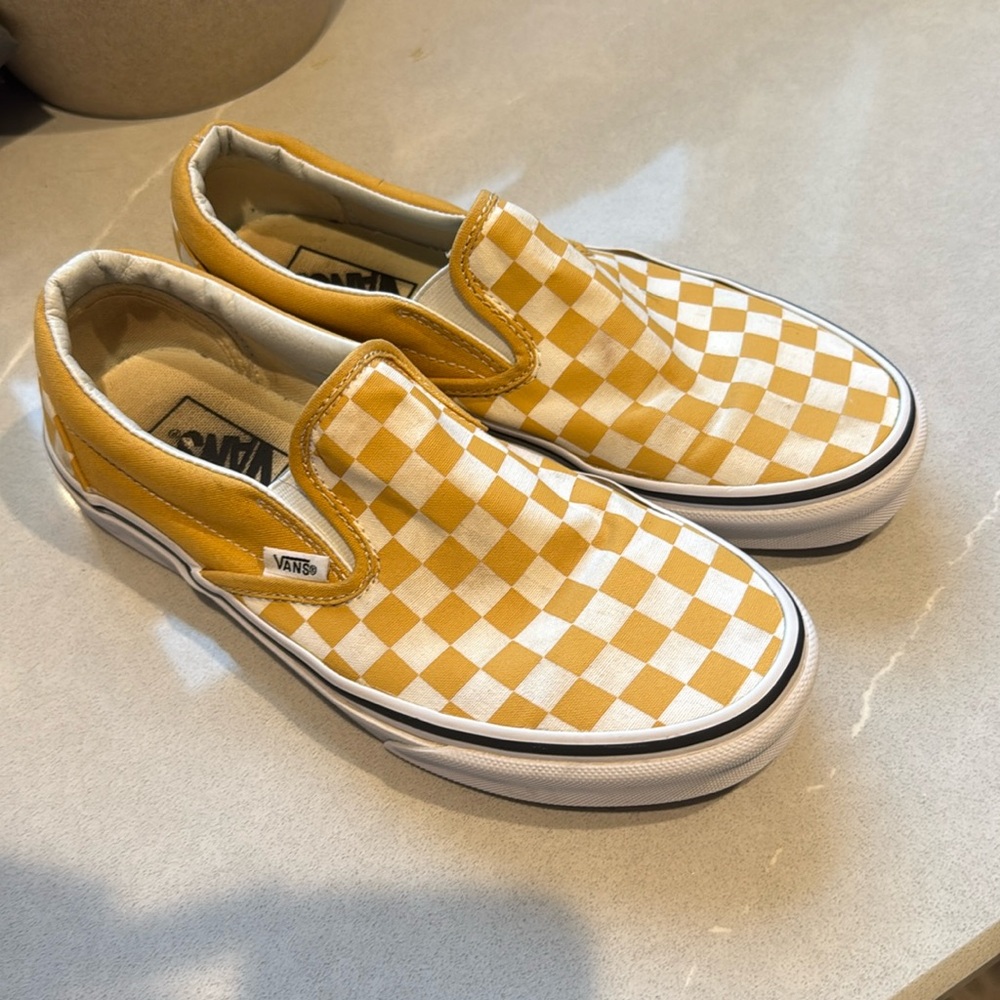 Vans yellow and White Checkered
